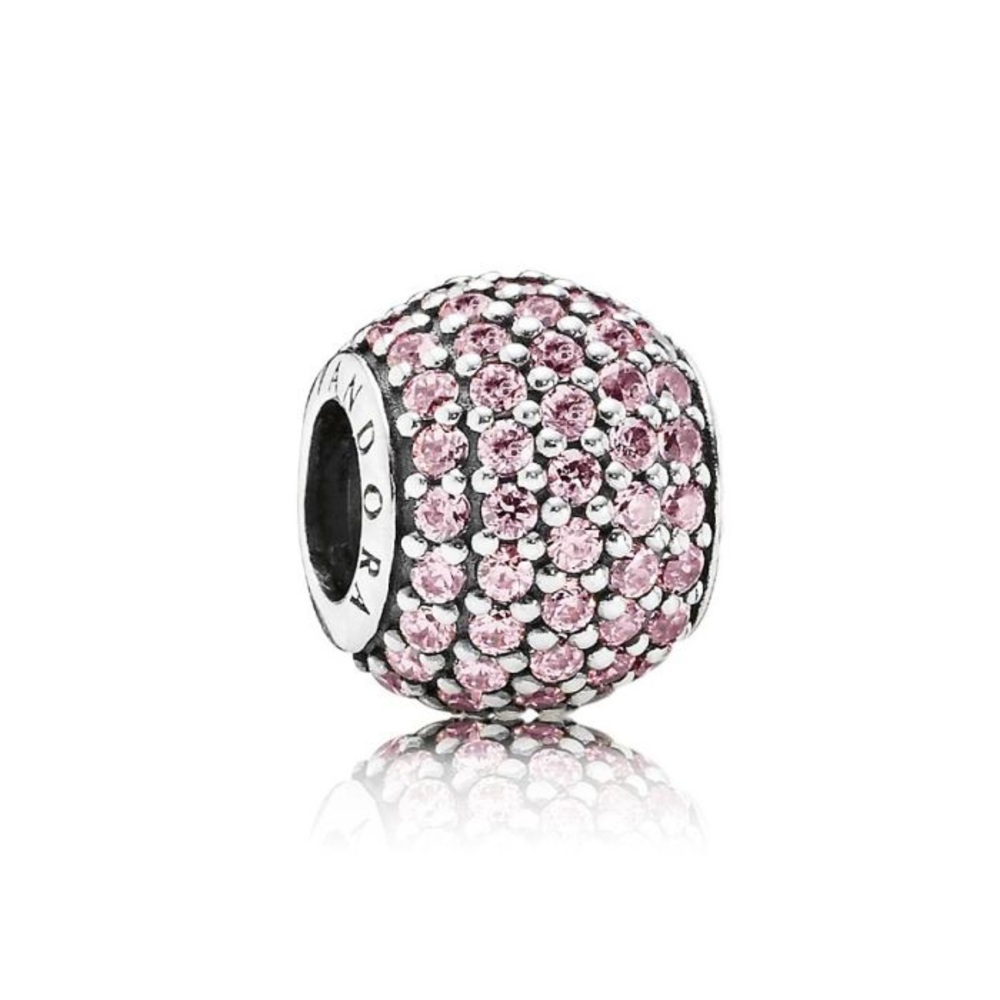Retired Pandora Pink Pavé Lights Ball Charm with Pink Zirconia